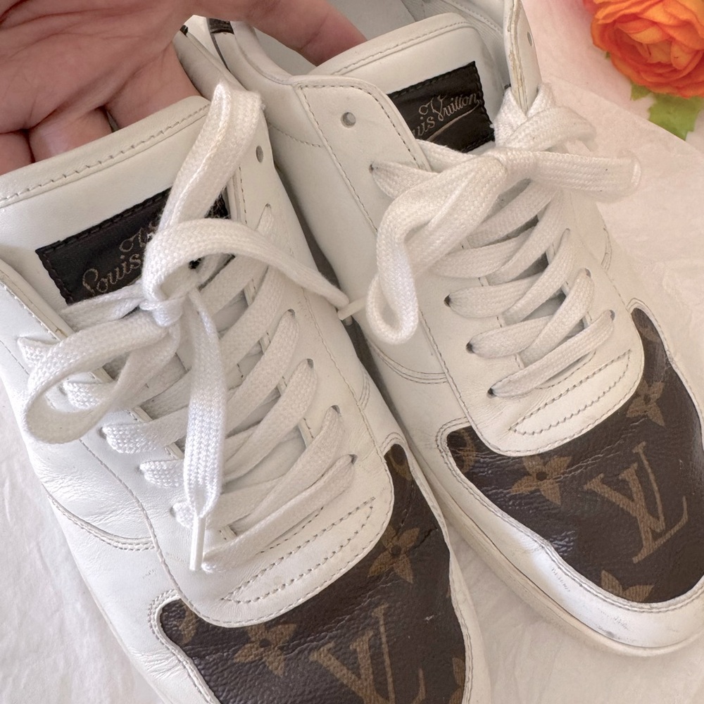Authentic Louis Vuitton White and Brown Men's Sneakers - Picture 8 of 14